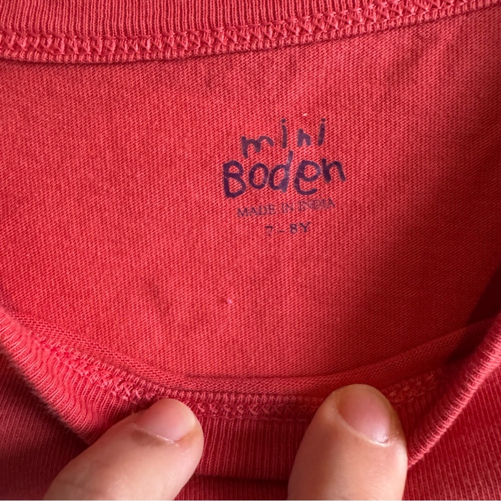 Mini Boden Kids Pink T-Rex Dinosaur Embroidered Long Sleeve Cotton Shirt 7-8Y - Picture 3 of 6